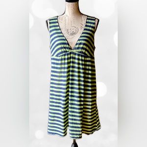 Velvet - Casual Cotton-Blend Deep V-Neck Horizontal Stripe Dress (L) Like New